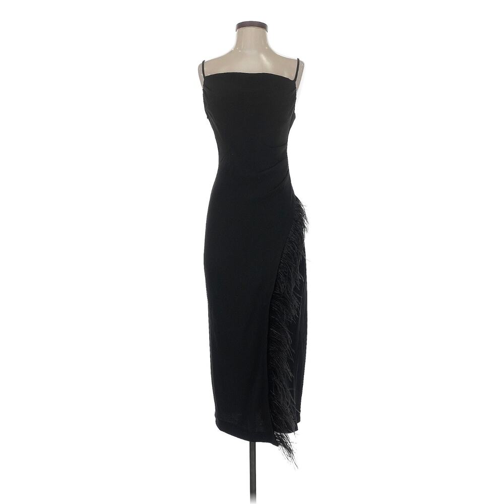 Derek Lam 10 Crosby Nellie Black Cowl Neck Feather Trim Midi Dress Size 2 NWT - Picture 12 of 12